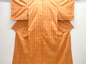 格子に絣柄織出し手織り紬着物